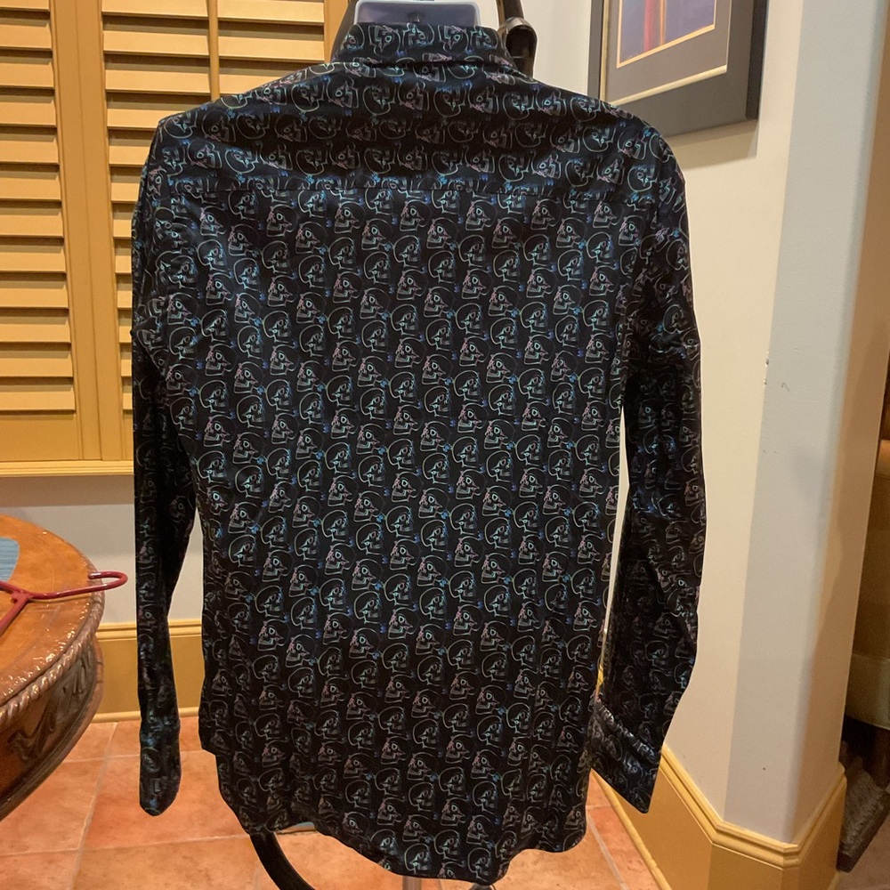 Visconti Black Skull Patterned Button Down Mens S… - image 2